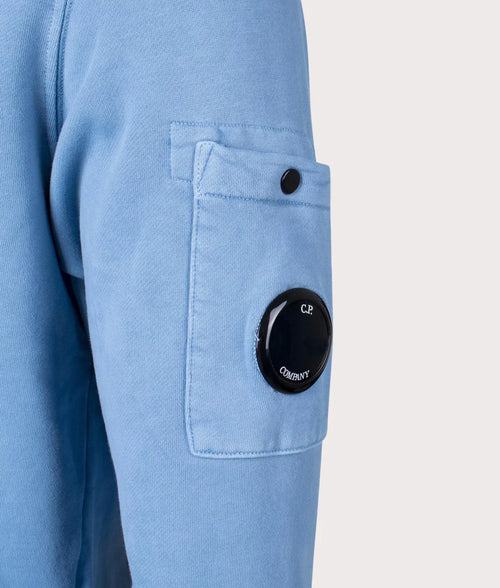 Cp Company Brushed Emerized Resist Dyed Lens Sweatshirt in Riviera Blue